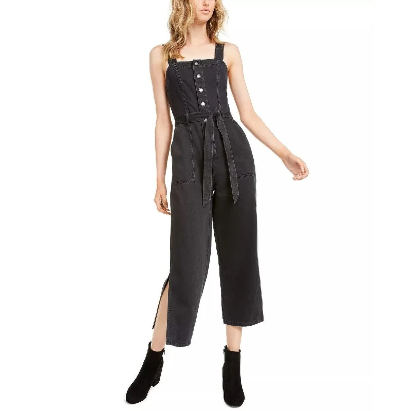 women's formal jumpsuitsOat Women's Black Volcano Side-Slit Jumpsuit Black Size 8