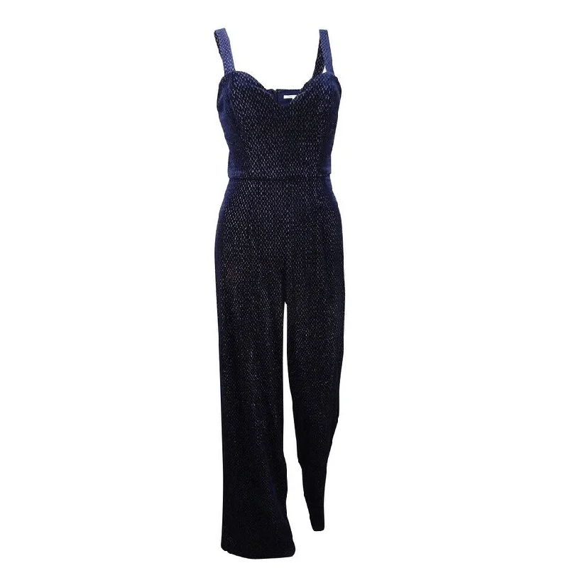 women's jumpsuits for beach outingsAvec Les Filles Women's Velvet Textured Jumpsuit