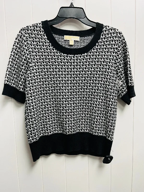 women's T-shirts with short torso lengthsBlack & White Top Short Sleeve Michael By Michael Kors, Size L