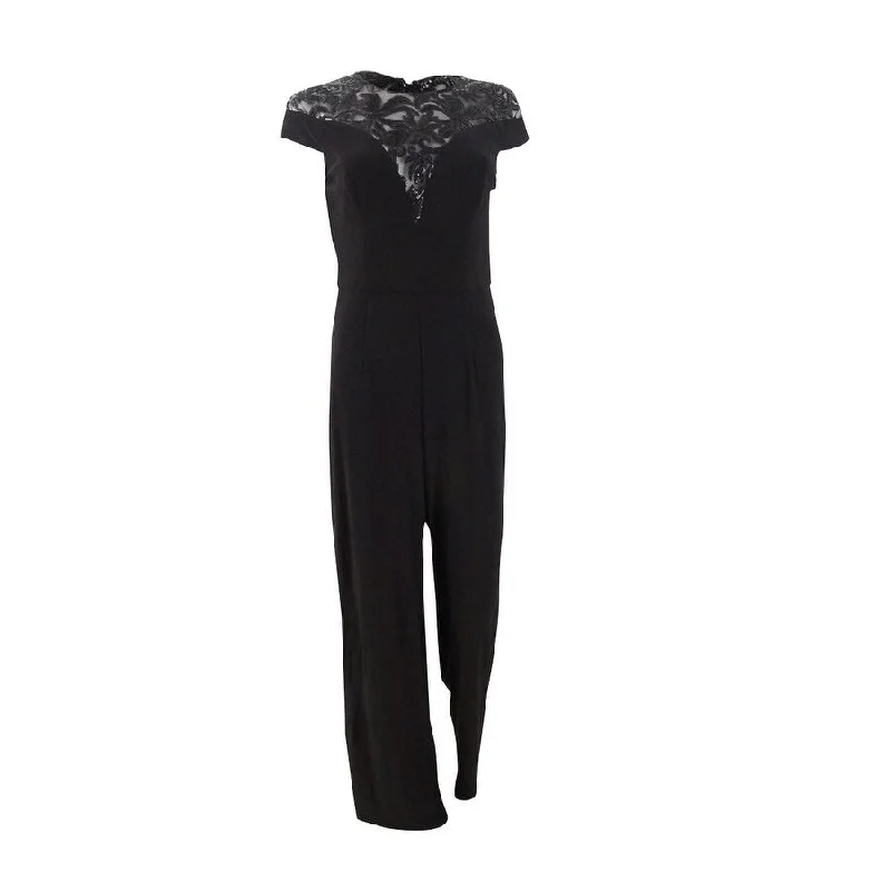 women's jumpsuits for formal eventsAdrianna Papell Women's Embroidered Illusion Jumpsuit