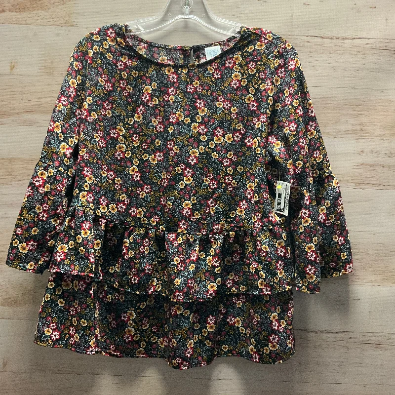 budget-friendly women's long sleeve topsTop Long Sleeve By Time And Tru In Floral Print, Size: S