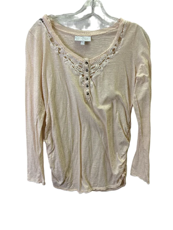 women's long sleeve tops with sequin embellishmentsMaternity Top Long Sleeve By Jessica Simpson In Peach, Size: S