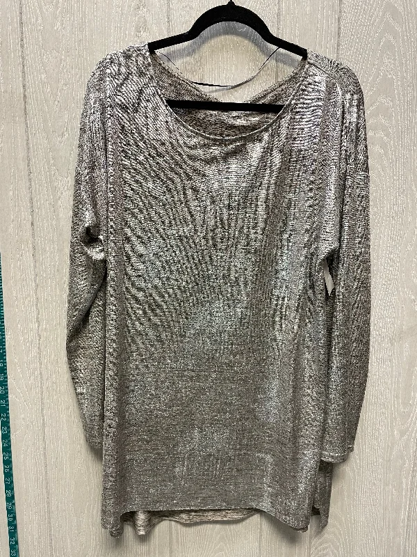 luxury women's long sleeve topsTop Long Sleeve By Worthington In Silver, Size: Xl