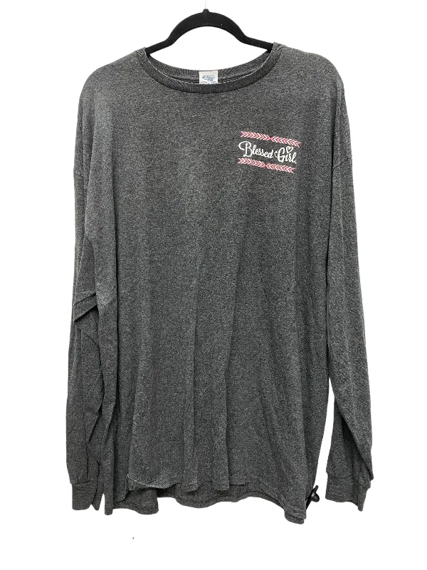 women's long sleeve tops for layeringTop Long Sleeve By Clothes Mentor In Grey, Size: 2x