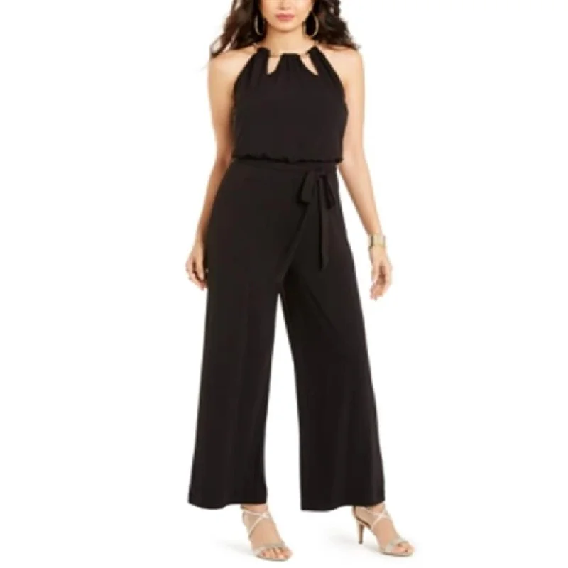 women's jumpsuits with zippersThalia Sodi Women's Sleeveless Wide Leg Jumpsuit Black Size X-Large