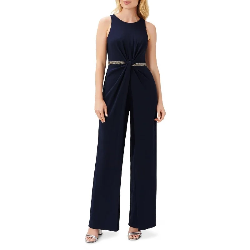 women's jumpsuits for lightweight designsAdrianna Papell Women's Embellished Twist Front Jumpsuit Blue Size Regular - One Size