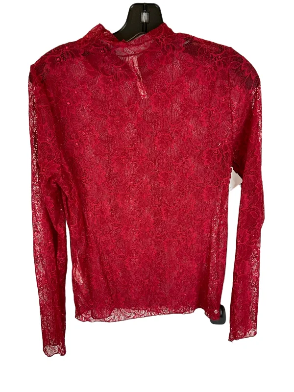 women's long sleeve tops with high necksTop Long Sleeve By Anthropologie In Red, Size: M