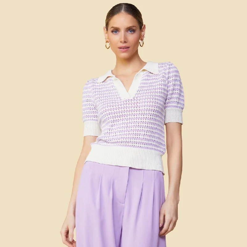 women's tops for those who want to stay cool and chic during warmer weatherPointelle Knit Top (Lilac)