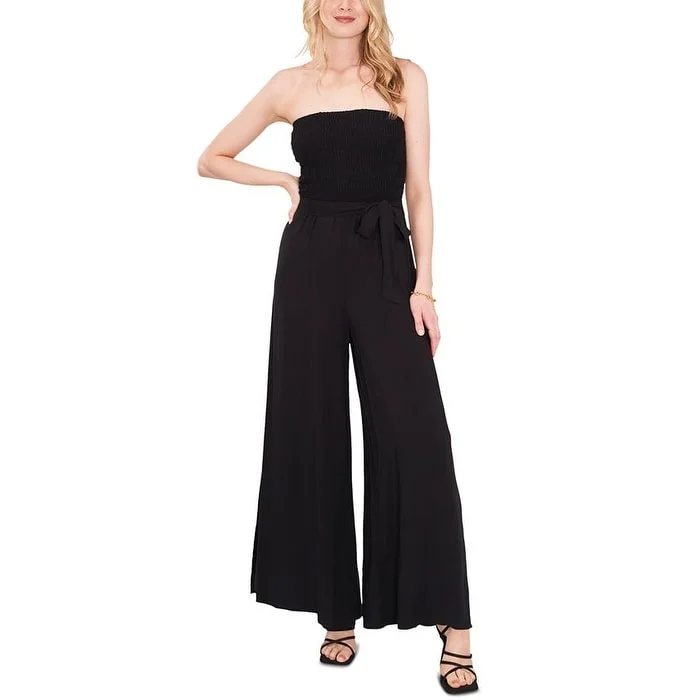 women's jumpsuits with cinched waists1.STATE Women's Strapless Wide Leg Jumpsuit Swimsuit Black