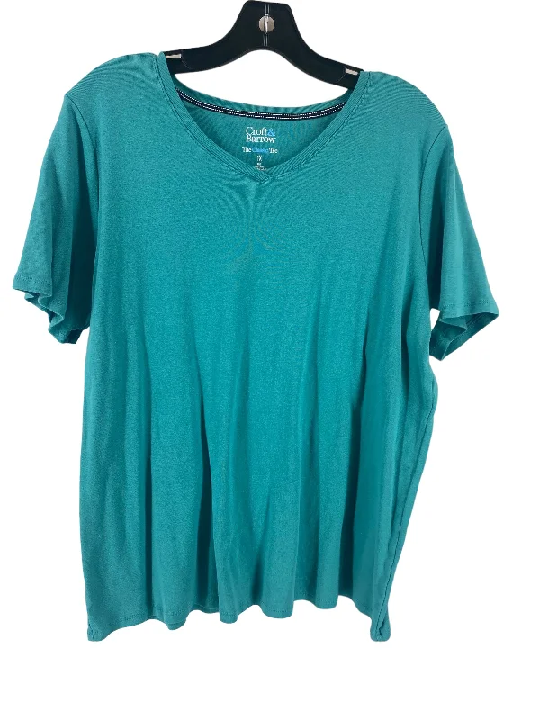 women's T-shirts for winterTeal Top Short Sleeve Basic Croft And Barrow, Size 1x