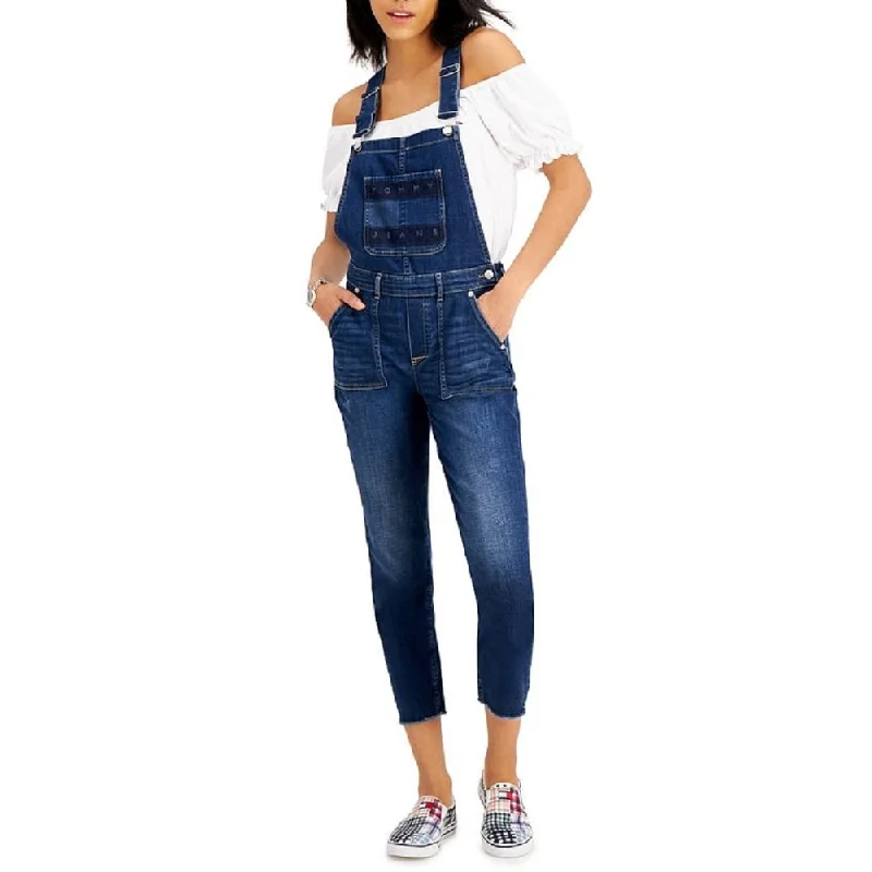 women's jumpsuits for all-day comfortTommy Jeans Women's Sleeveless Square Neck Skinny Jumpsuit Blue Size 27