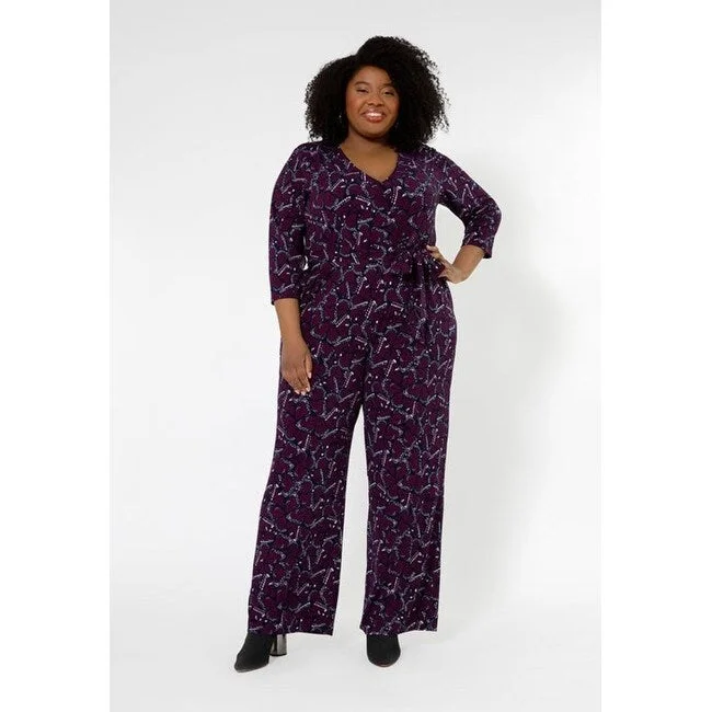 women's jumpsuits made of denimLeota Women's Leia V-Neck Jumpsuit (Curve) Purple Size 3X