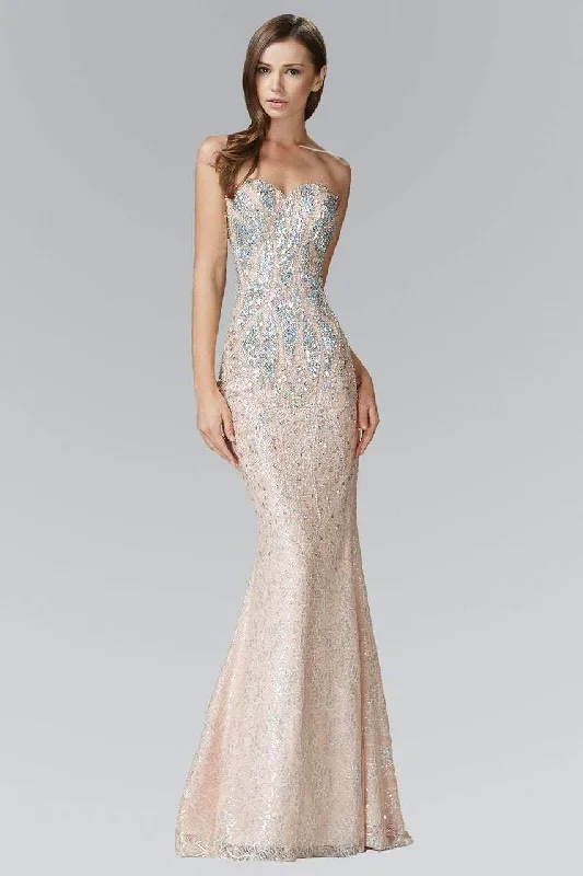 women's wrinkle-resistant dressesElizabeth K GL2004- Strapless Beaded Lace Evening Gown