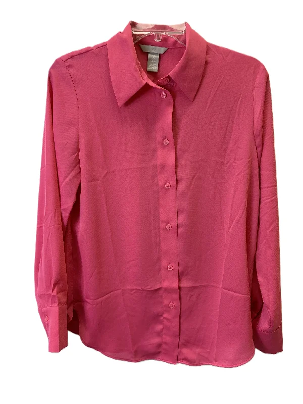 women's long sleeve tops with sheer sleevesTop Long Sleeve By H&m In Pink, Size: S