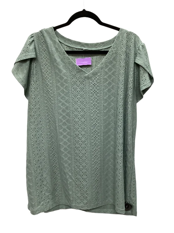 elegant women's T-shirtsGreen Top Short Sleeve Clothes Mentor, Size 2x