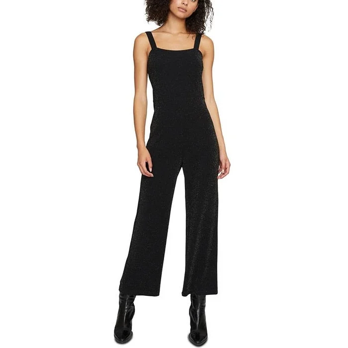 women's boho jumpsuitsSanctuary Women's Glitter Sleeveless Square Neck Wide Leg Jumpsuit Black Size Medium