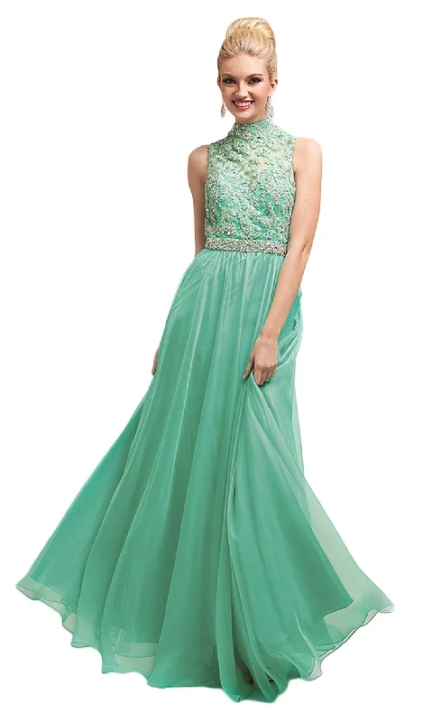 women's glam dressesCinderella Divine - 7952 Embroidered High Neck Evening Dress