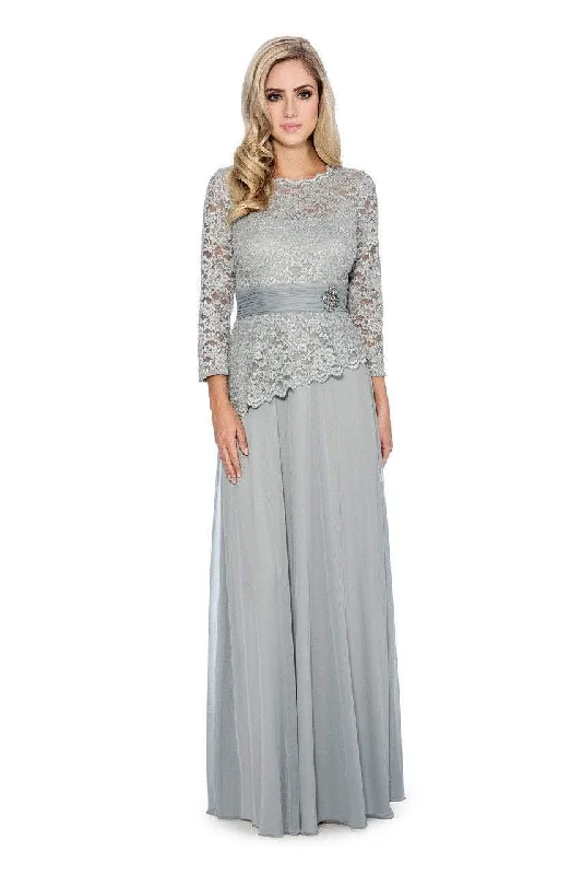 women's evening dressesDecode 1.8 - Long Sleeve Lace Peplum Evening Dress 184004 - 1 pc Sage In Size 2 Available