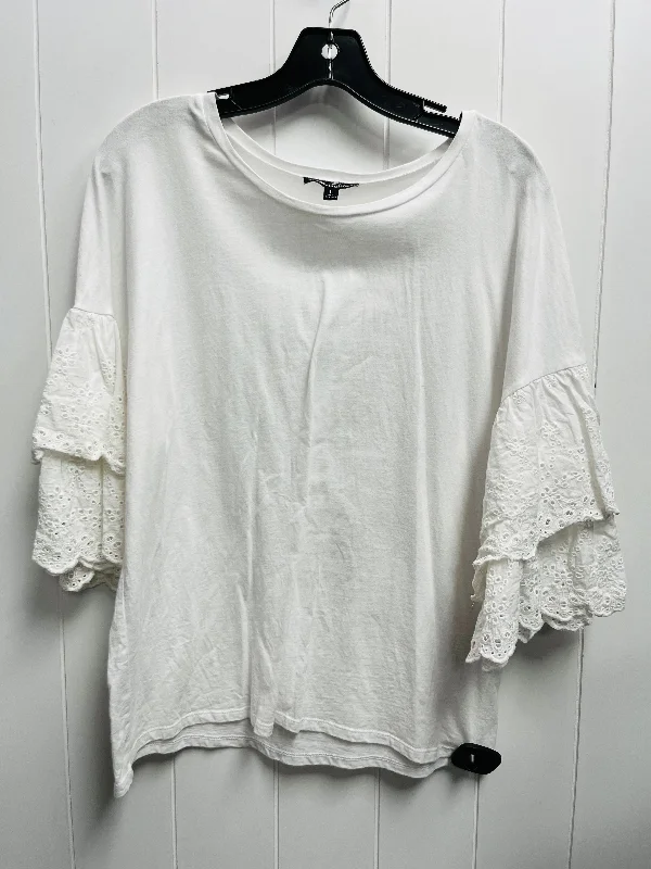 women's T-shirts with turtlenecksWhite Top Short Sleeve alison andrews, Size L