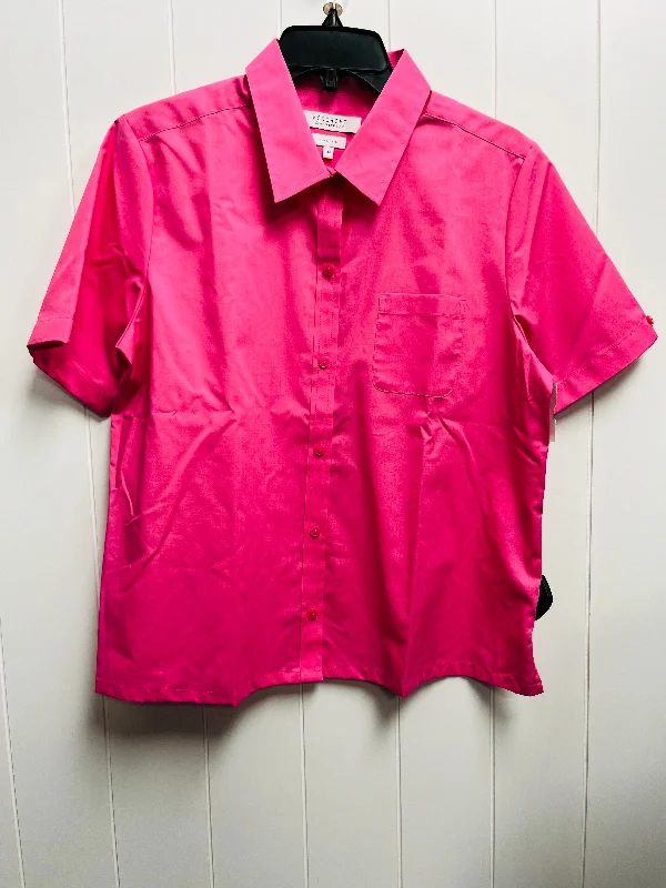 women's T-shirts with high-low hemlinesPink Top Short Sleeve Foxcroft, Size 14