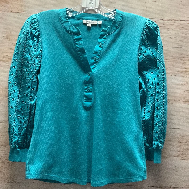 high-quality women's long sleeve topsTop Long Sleeve By Chicos In Blue, Size: S