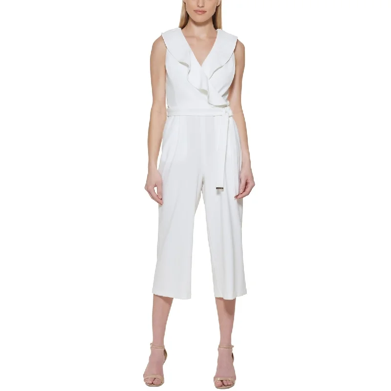 women's jumpsuits for loungingTommy Hilfiger Women's Sleeveless V Neck Jumpsuit White Size 8