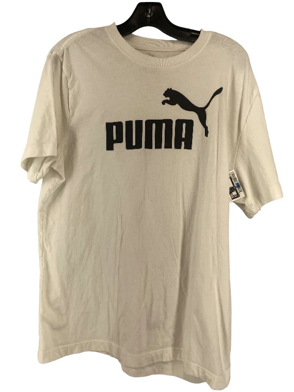 women's T-shirts for casual FridaysWhite Top Short Sleeve Puma, Size L