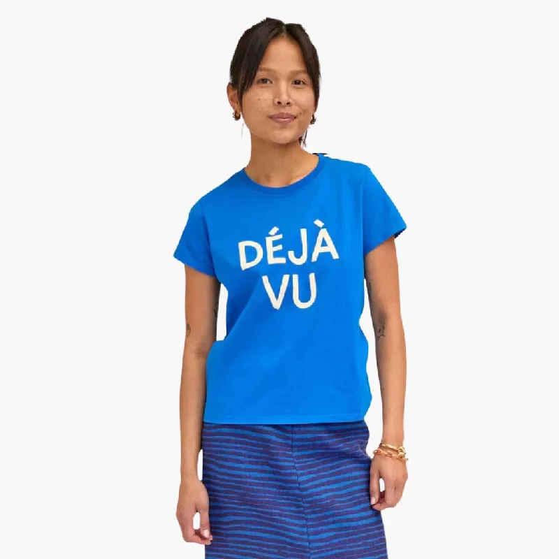 women's tops with spaghetti straps and deep V-necks"Déjà Vu" Classic Tee (Cobalt + Cream)