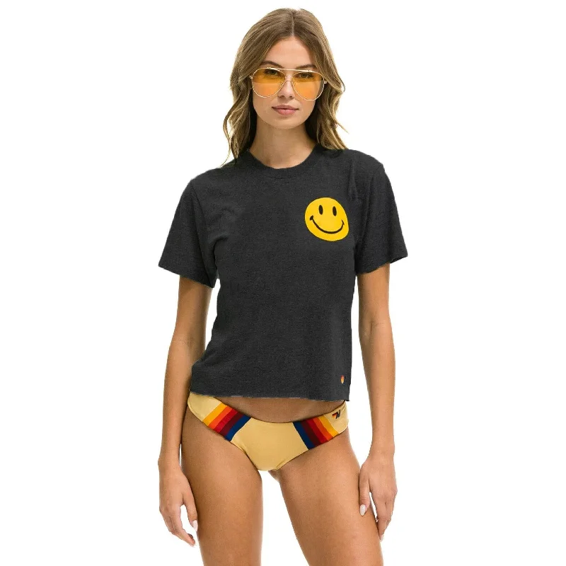 women's tops for those who love to shop for unique findsSmiley 2 Boyfriend Tee (Charcoal)