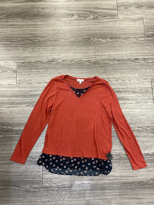 high-quality women's long sleeve topsTop Long Sleeve By Rebecca Malone In Orange, Size: Xl