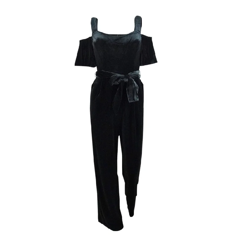 women's jumpsuits for eco-friendly choicesCalvin Klein Women's Velvet Cold-Shoulder Jumpsuit