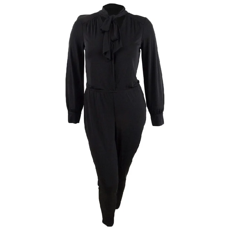 women's jumpsuits with Peter Pan collarsLauren Ralph Lauren Women's Tie-Collar Jumpsuit