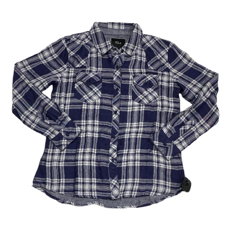 women's long sleeve tops for special occasionsTop Long Sleeve By Rails In Plaid Pattern, Size: M