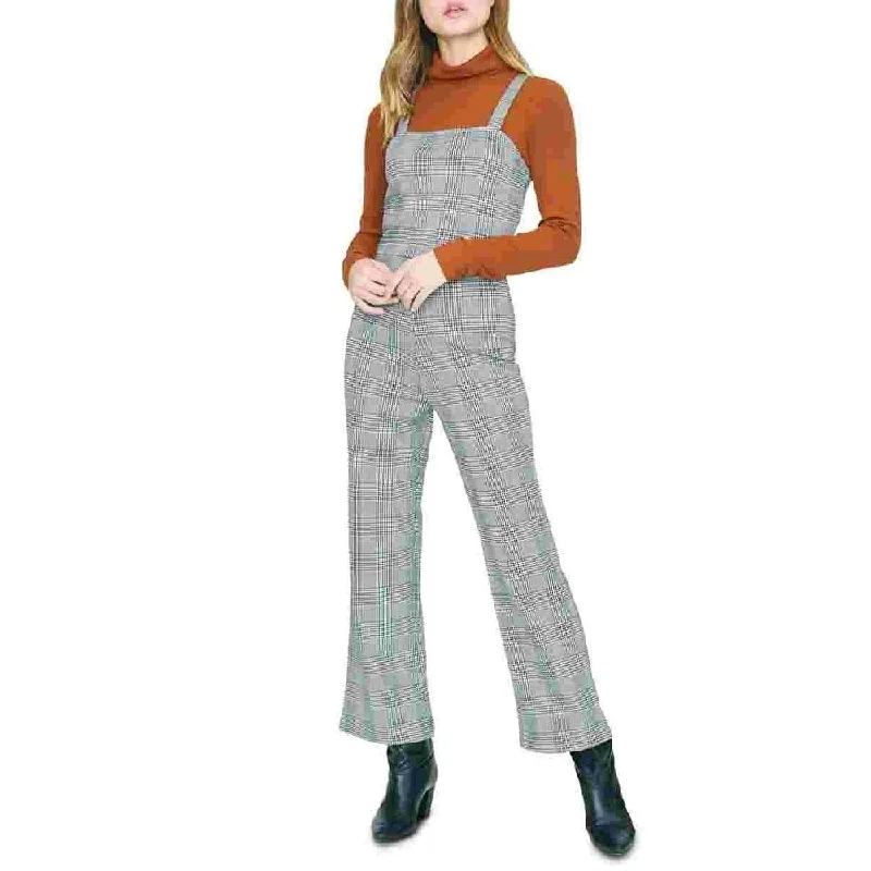 women's fitted jumpsuitsSanctuary Women's Check You Later Flare Leg Plaid Jumpsuit Taupe Size X-Small