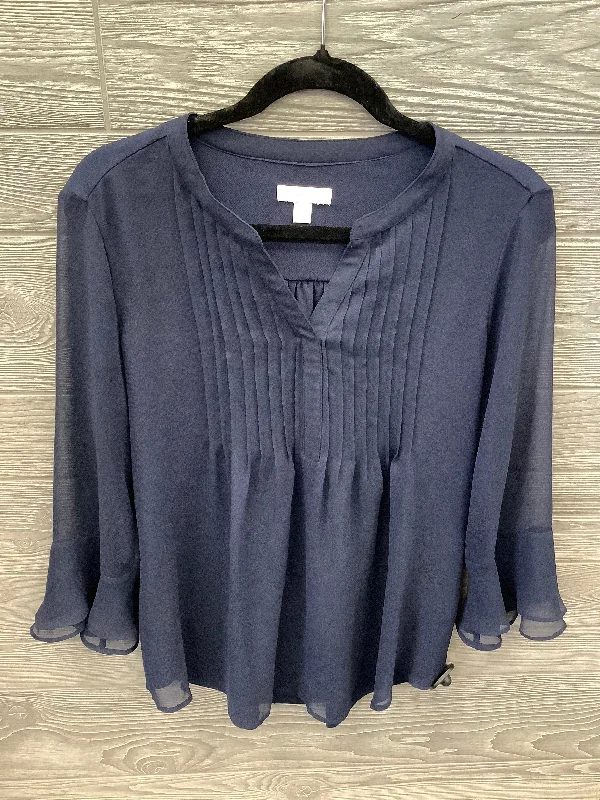 women's long sleeve tops made of cashmereTop Long Sleeve By Charter Club In Blue, Size: S