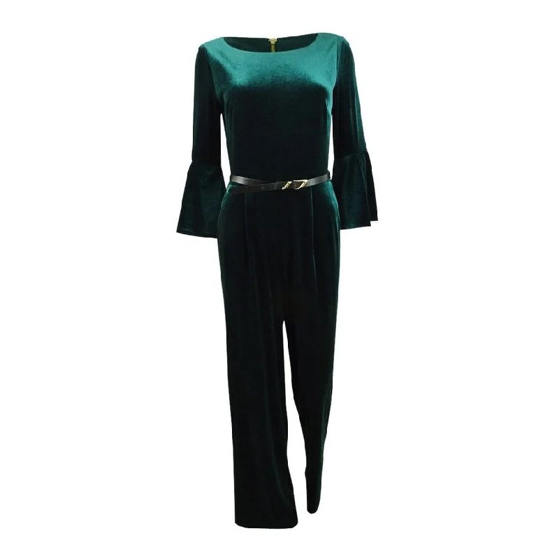 women's jumpsuits for cozy daysCalvin Klein Women's Velvet Belted Jumpsuit