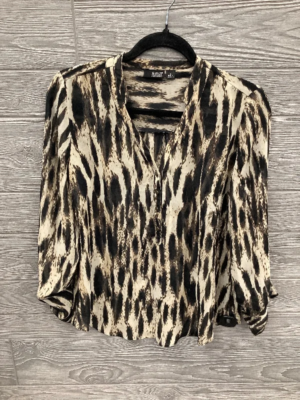 women's long sleeve tops made of cottonTop Long Sleeve By Ana In Animal Print, Size: S