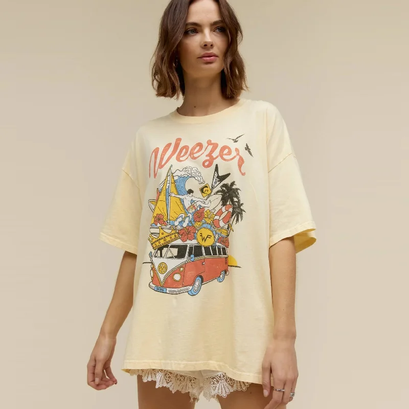 women's tops for those who love to experiment with fashionWeezer Collage Tee (Yellow Fizz )