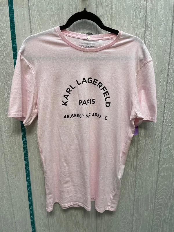 women's T-shirts with built-in brasPink Top Short Sleeve Karl Lagerfeld, Size S