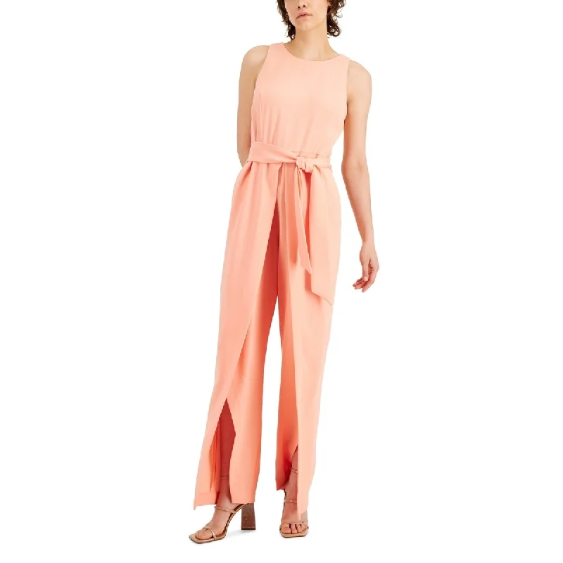 women's jumpsuits with bow tiesINC International Concepts Women's Walkthrough Jumpsuit Orange Size 2