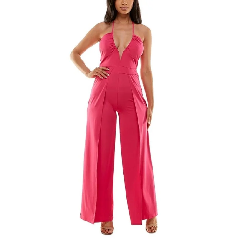 women's jumpsuits for tall womenBebe Women's Strappy Slit Leg Jumpsuit Pink Size Small