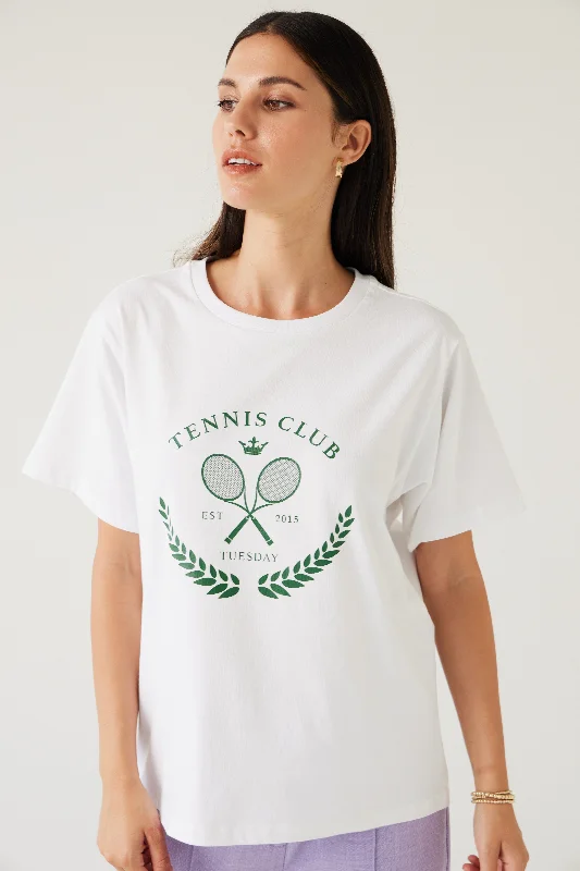 women's tops for those who want to wear pieces that are both functional and fashionableTuesday Label Band Tee - White/Green