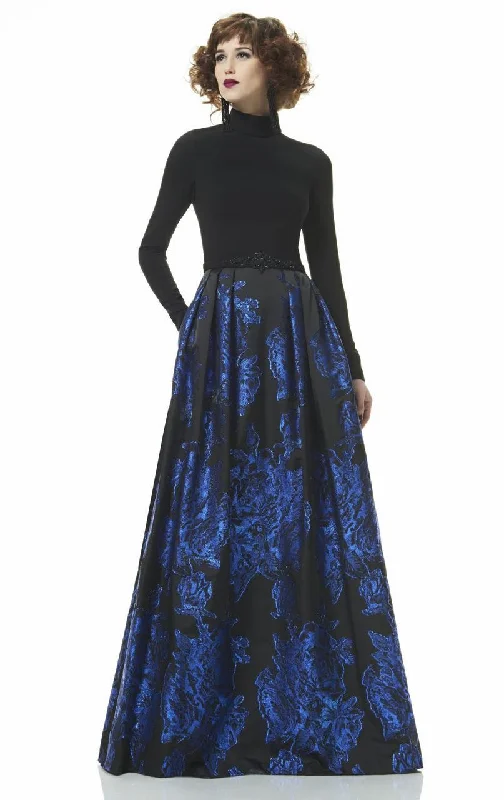 women's high-end dressesTheia - 883053SC Long Sleeves Pleated Floral Evening Dress