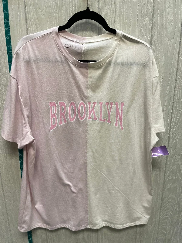 women's T-shirts with exclusive collaborationsCream & Pink Top Short Sleeve Grayson Threads, Size M