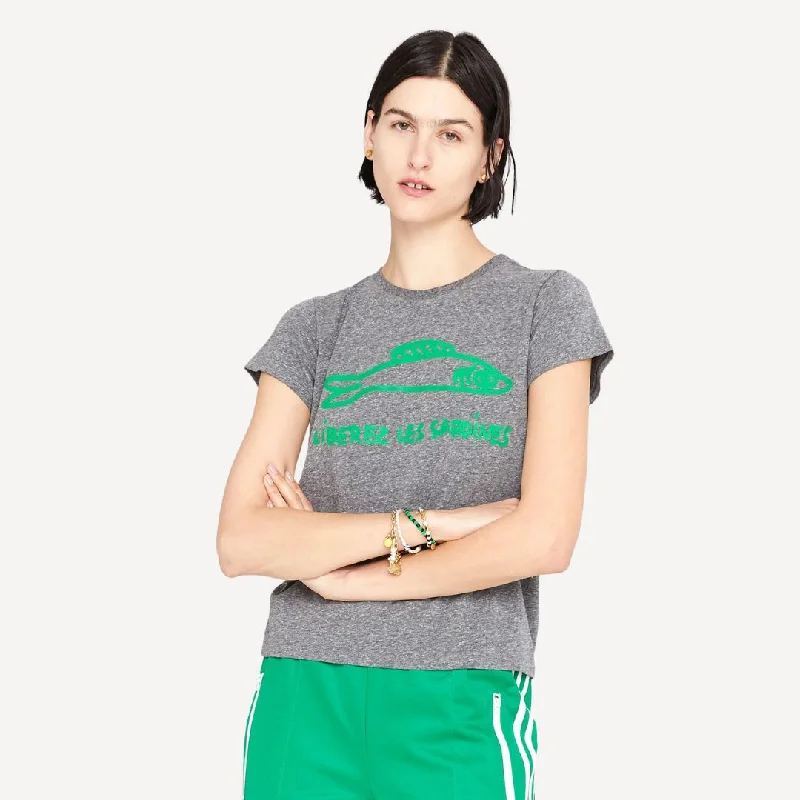 women's stylish tops"Liberez les Sardines" Original Tee (Grey)