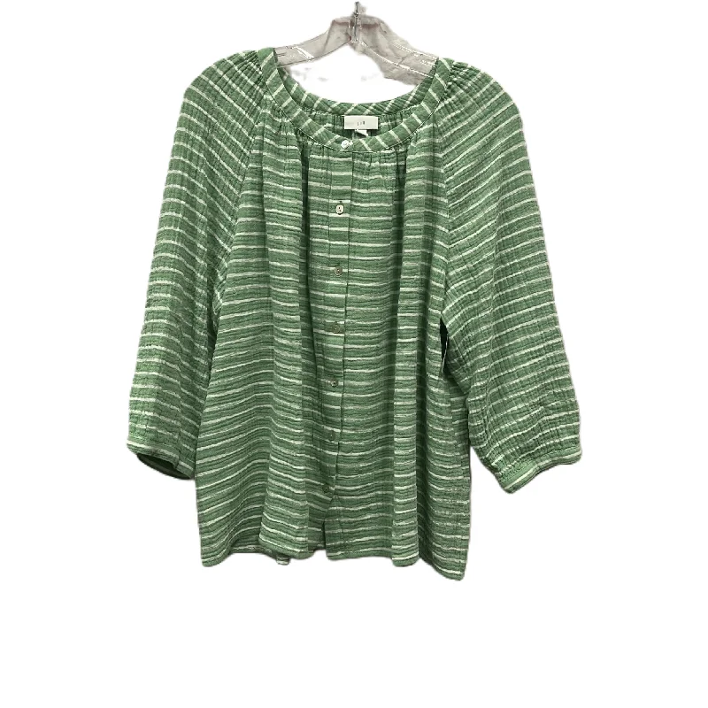 women's long sleeve tops with fitted designsTop Long Sleeve By J. Jill In Green, Size: 2x