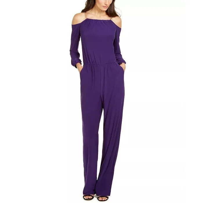 women's jumpsuits for winterNy Collection Women's Chain Link Jumpsuit Purple Size Petite Small