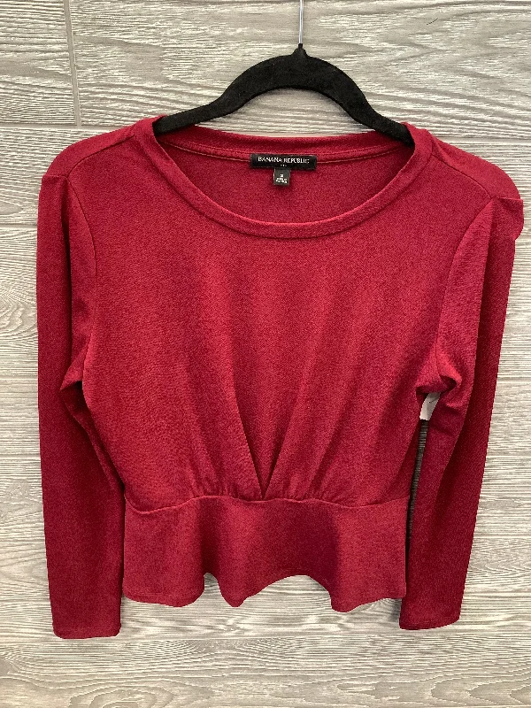 women's long sleeve tops with polka dotsTop Long Sleeve By Banana Republic In Red, Size: S