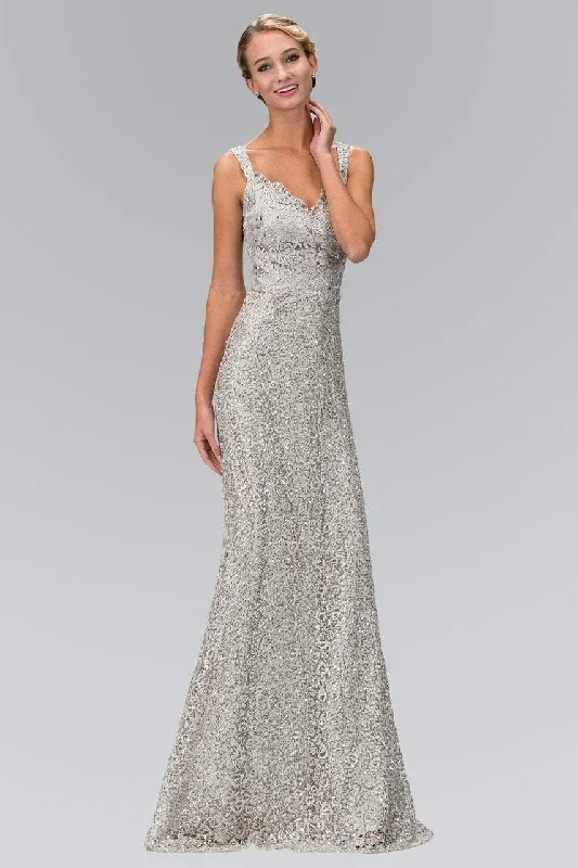 women's tall dressesElizabeth K GL1096 - Beaded Lace Evening Dress