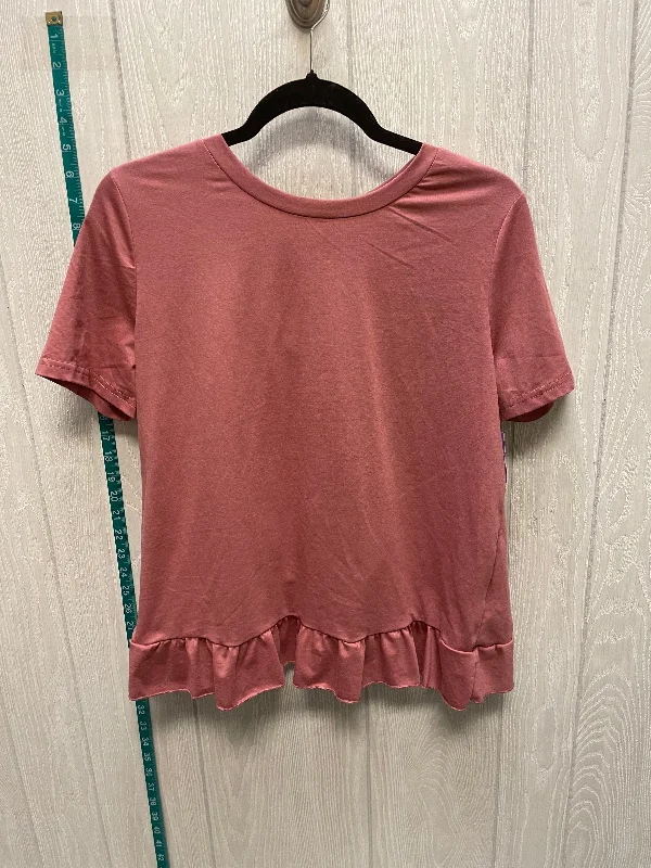 women's T-shirts with belt loopsPink Top Short Sleeve Shein, Size S